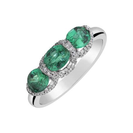 Prsteň s smaragdmi a diamantmi Emerald Elegy