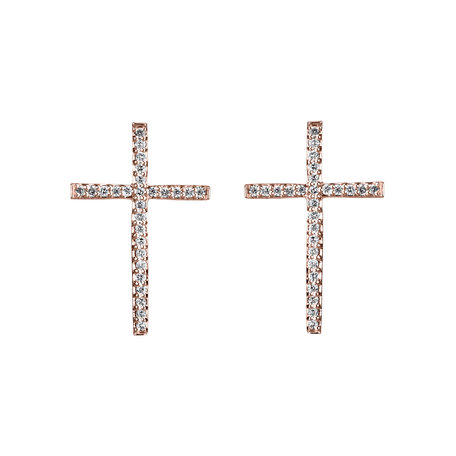 Náušnice s diamantmi Shimmering Cross