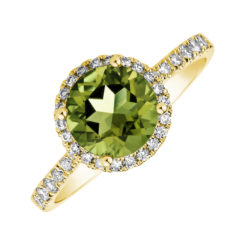 Prsteň s diamantmi a peridotom Sparkly Bonbon