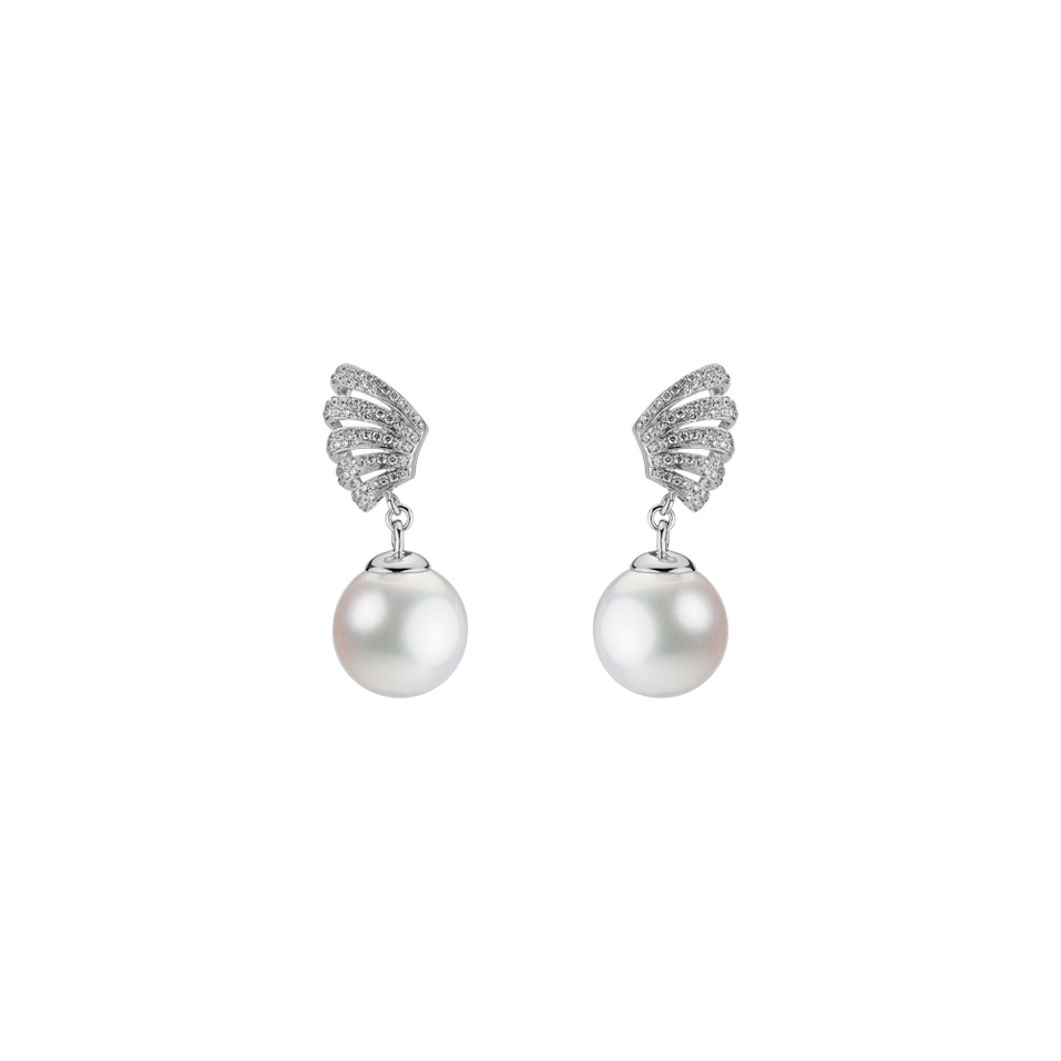 Náušnice s perlou a diamantmi Angel Pearls