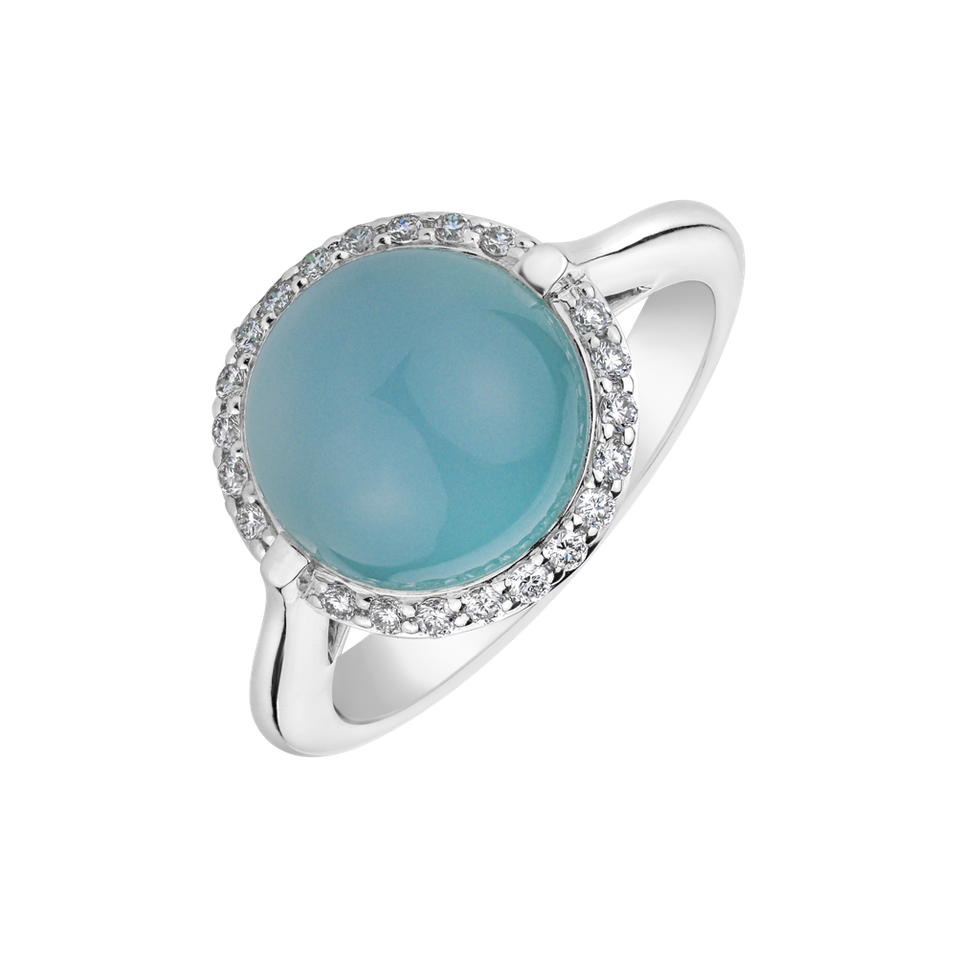 Prsteň s chalcedonom a diamantmi Turquoise