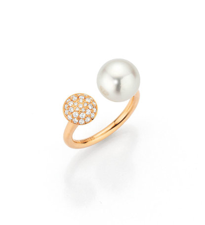 Prsten s diamanty a perlou Modern Classic