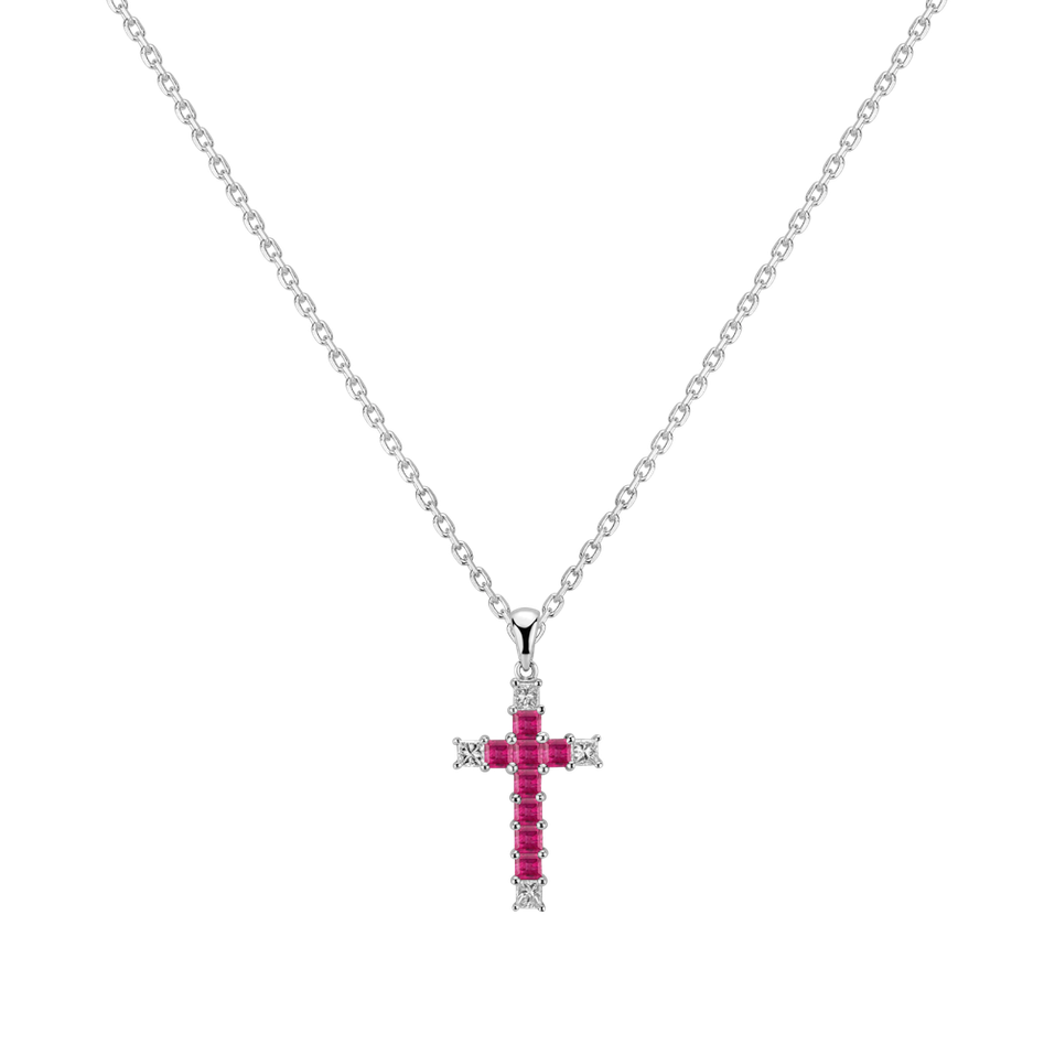 Přívěsok s rubínom a diamantmi Faithful Cross