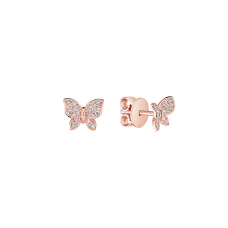 Náušnice 14kt ružové zlato s diamantom Náušnice s briliantmi Glossy Starfish